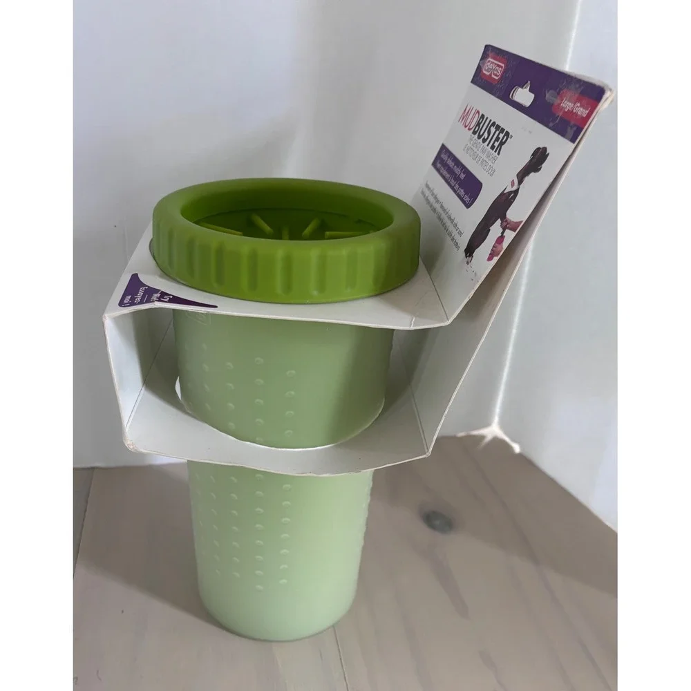 Dexas MudBuster Portable Dog Paw Washer Large Green Silicone Bristles 69676 GRN